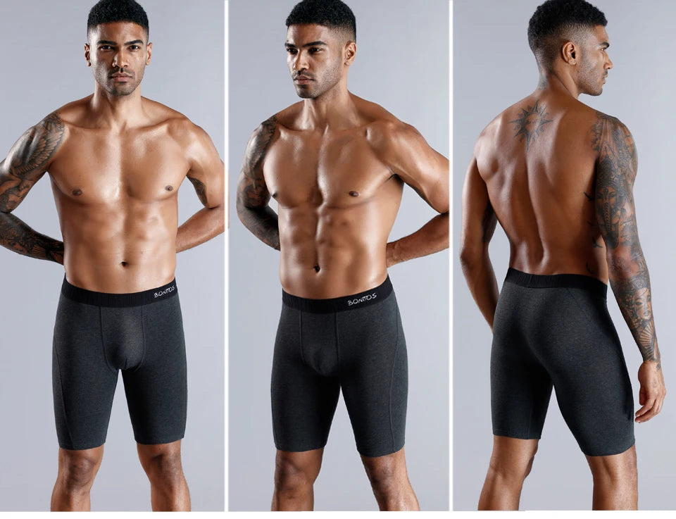 4pcs long boxers for men underwear plus size Men's panties sexy long leg underpants cotton Mens boxer shorts fashion male Trunk - Tasawoq