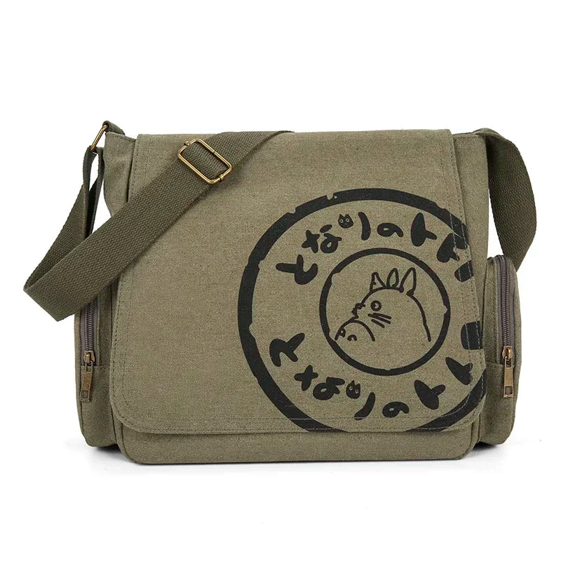 Vintage Cartoon Women Canvas Messenger Bag Large Capacity Tote Bag Women Shoulder Handbag - Tasawoq