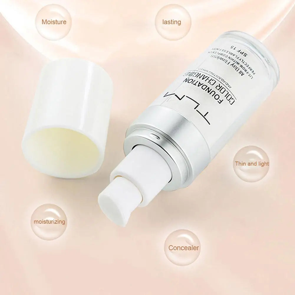 Colour Changing Liquid Foundation Hides Wrinkles & Lines, BB Cream Makeup Base Concealer Moisturizing Primer All Skin Tone SPF15 - Tasawoq