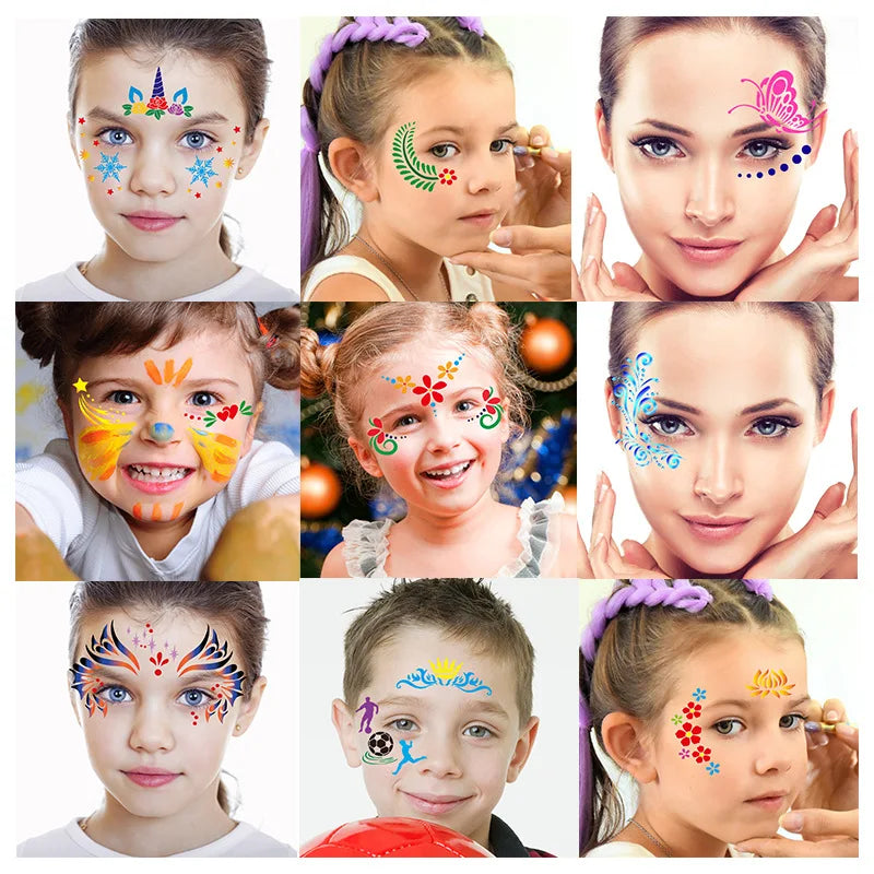 Face Paint Stencils Professional Body Art Paint Stencils Reusable For Adults Kids Easily Use Templates For Parties Makeup Tools - Tasawoq