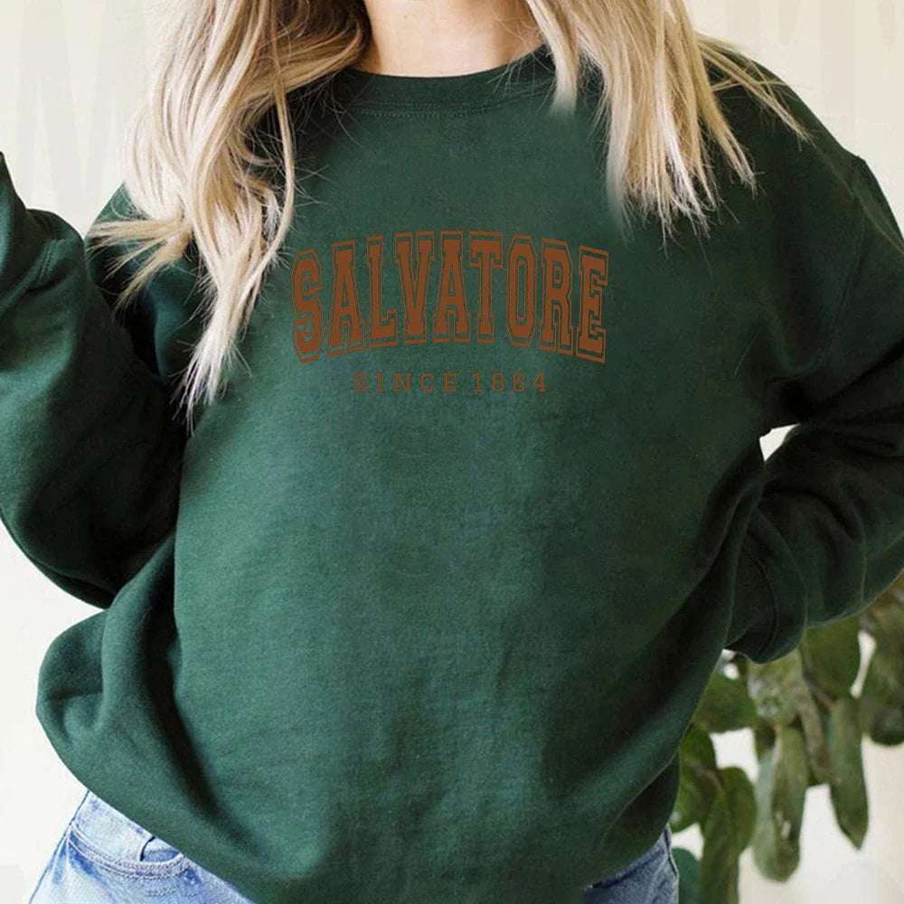 Salvatore Since1864 Sweatshirt Mystic Falls Hoodie Vampire Diaries Jumper Vintage TVD Damon Stefan Crewneck Sweatshirt Fans Top - Tasawoq