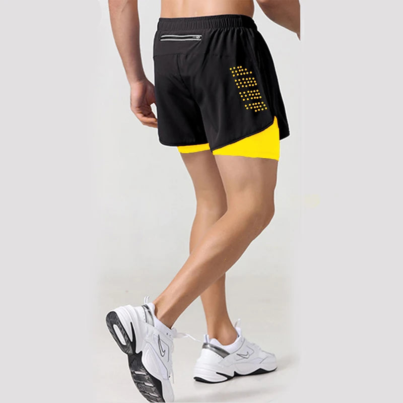 New Men Running Shorts Gym Sports Shorts 2 In 1 Quick Dry Workout Training Gym Fitness Jogging Short Pants Summer Men Shorts - Tasawoq