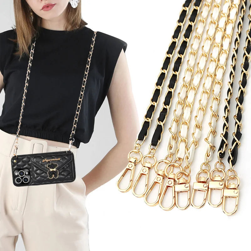 120cm Purse Chain Strap Crossbody Handbag Chains Replacement Leather Shoulder Bag Chain Straps Diy Women Girl Bag Part Accessory - Tasawoq