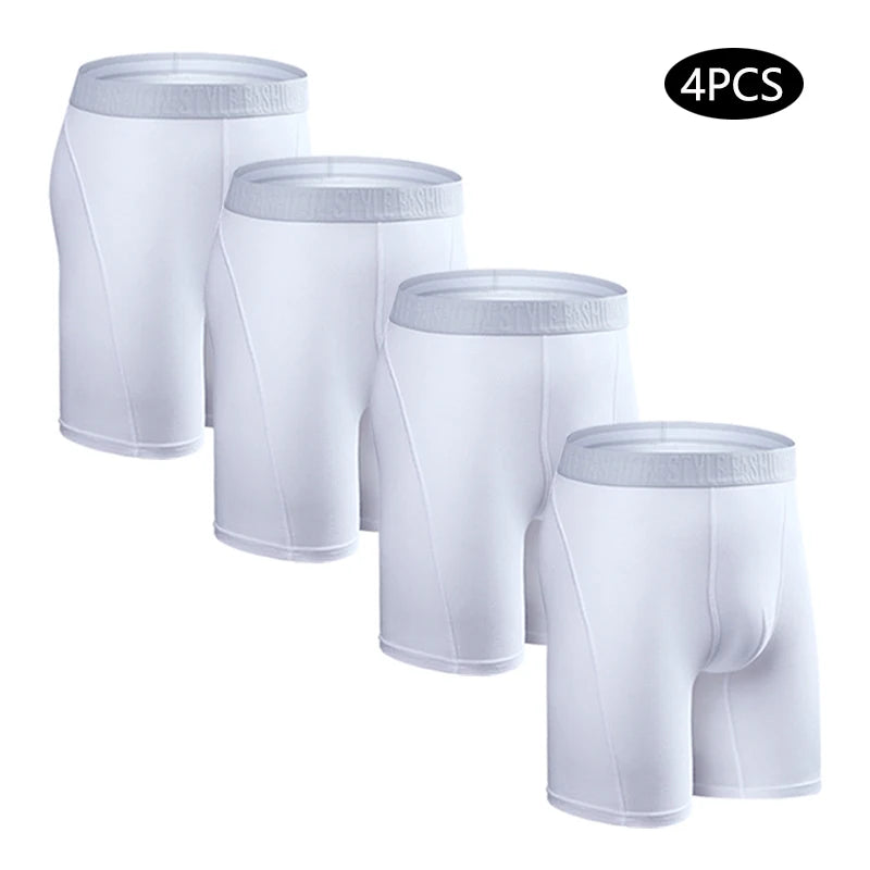 4pcs long boxers for men underwear plus size Men's panties sexy long leg underpants cotton Mens boxer shorts fashion male Trunk - Tasawoq