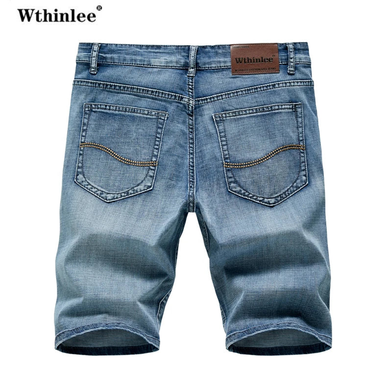 Summer Shorts Jeans Men Denim Pants Stretch Dark Blue Fashion Design Men's Jeans Slim Straight Male Short Jeans Hombre - Tasawoq