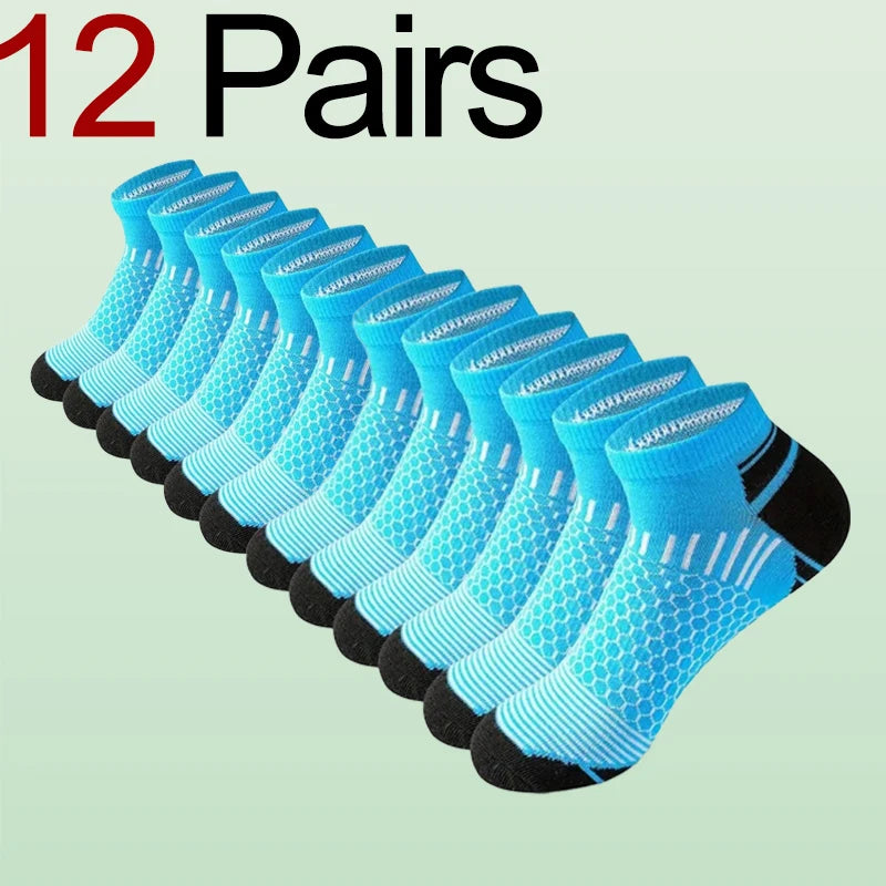 6/12 Pairs for Both Men Women Suitable Sports Low Top Socks Sweat Absorbing Breathable Thin Odor Proof Running Leisure Socks - Tasawoq