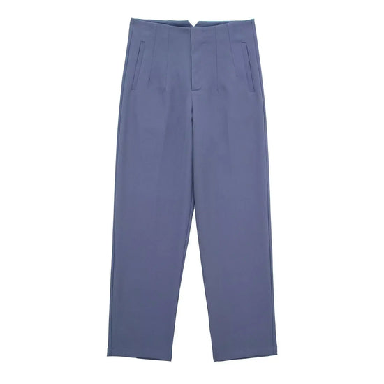 Willshela Women Fashion Straight Pants High Waist Front Zipper Trousers Vintage Full Length Female Chic Lady - Tasawoq