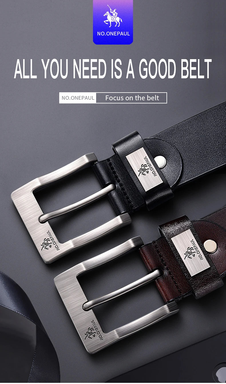 New Trend Men's High Quality Buckle Jeans Cowhide Casual Belt Business Denim Belt Men's Fashion Designer - Tasawoq