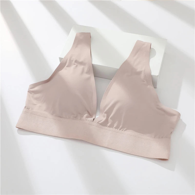 FINETOO Deep V Women Bras Push Up Padded Tops Female Sexy Wireless Underwear Ladies Plus Size Bralette Girls Intimates Lingerie - Tasawoq