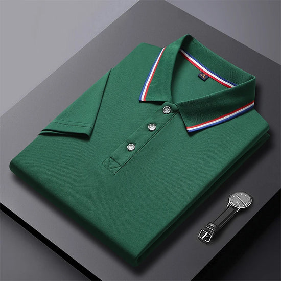 2024 Solid Color Polo Shirt Men's Business Polo Collar Half sleeved Top 2024 Summer Casual Short sleeved T-shirt for Men an - Tasawoq