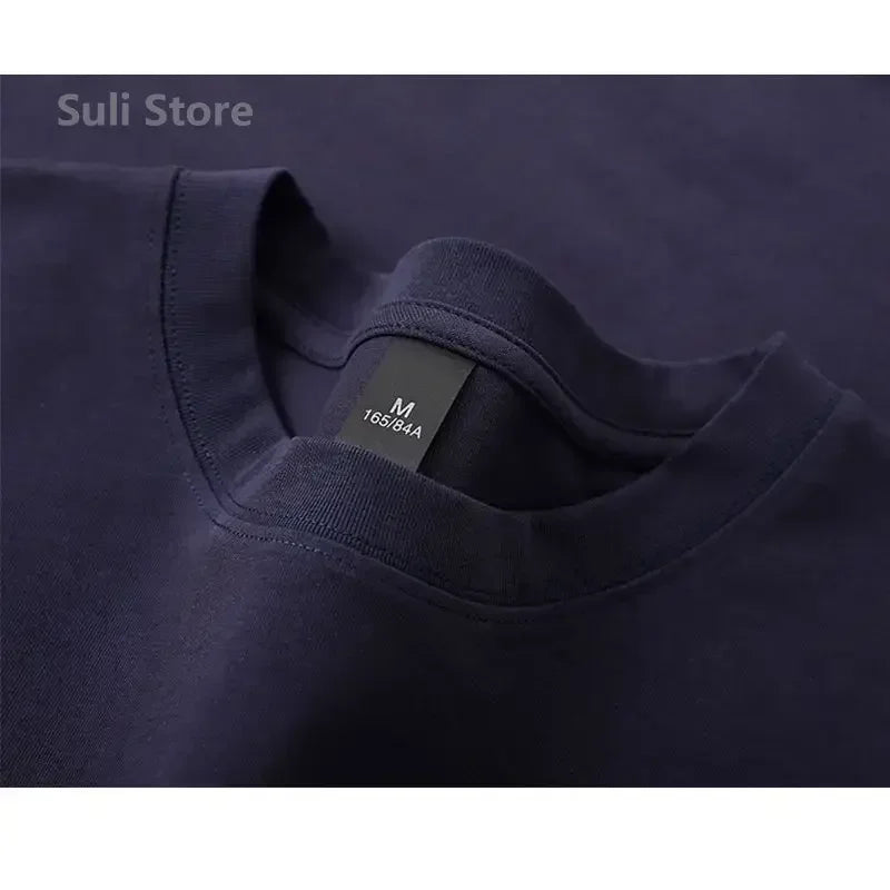 600g Heavy-duty Cotton Short Sleeved T-shirt for Men's Fashion Pure Cotton Thickened Short Sleeved Half Sleeved Tee - Tasawoq