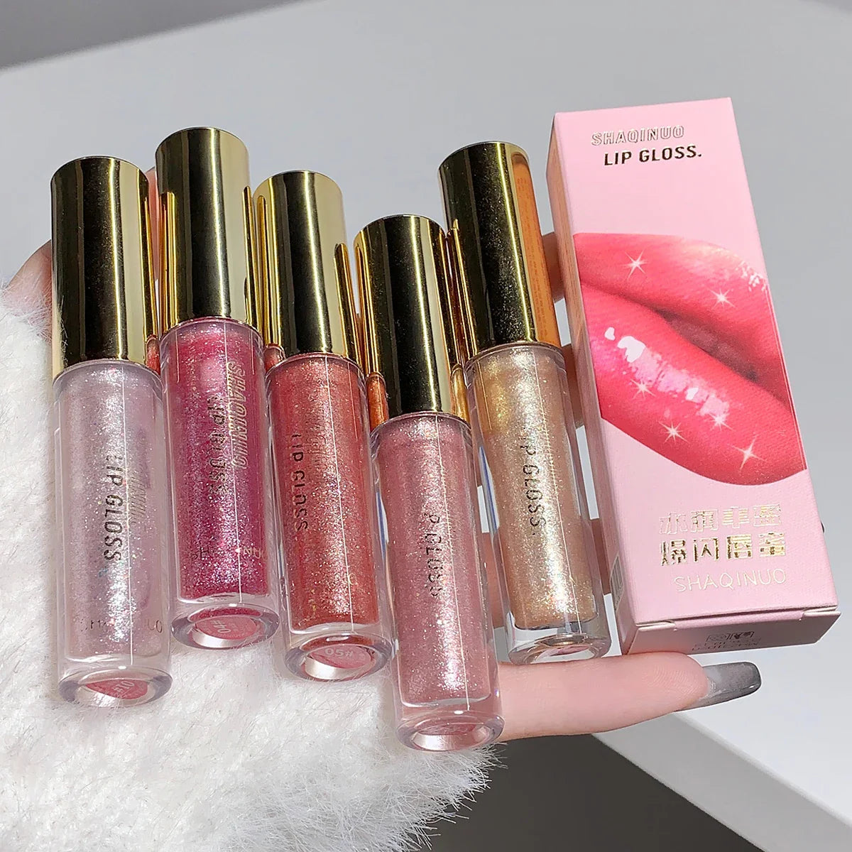 Moisturizing, plump and sparkling lip gloss, water-glossy mirror lip glaze, moisturizing and moisturizing lip oil for pouty lips - Tasawoq