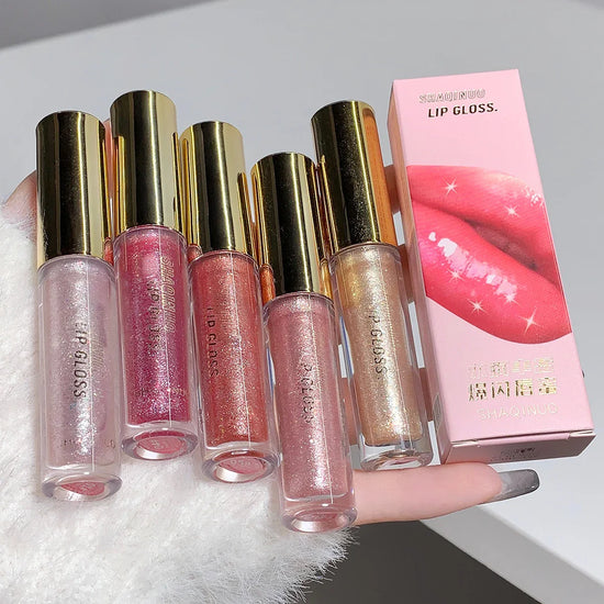 Moisturizing, plump and sparkling lip gloss, water-glossy mirror lip glaze, moisturizing and moisturizing lip oil for pouty lips - Tasawoq