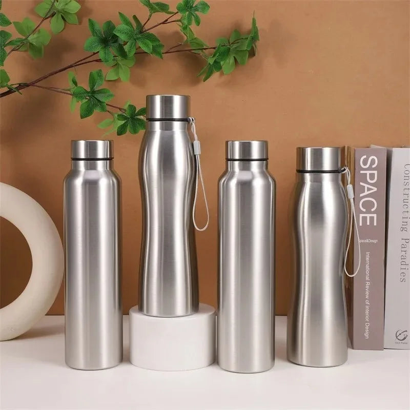 1000ML Stainless Steel Sport Bottle Single-Layer Red Water Cup Metal Flask Drinkware Camping Sports Gym - Tasawoq