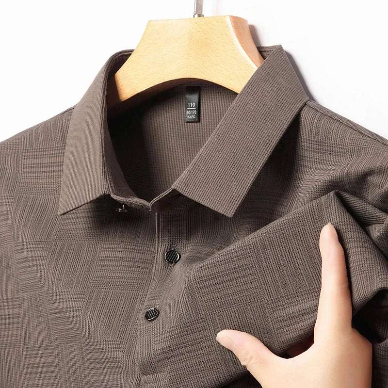 2024 Men's New Printed Business Casual Short sleeved POLO Shirt Fashion Short sleeved Comfortable and Breathable Top - Tasawoq