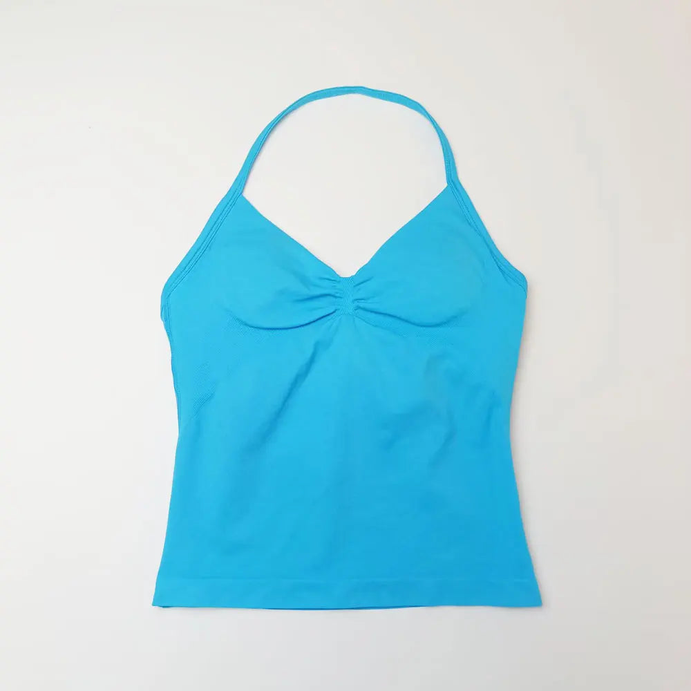 NCLAGEN Impact Longline Strappy Top Sports Yoga Vest Underwear Women's Fitness Top Gym Beautiful Back Bra Running Workout Halter - Tasawoq