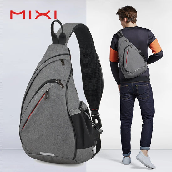 Mixi Men One Shoulder Backpack Women Sling Bag Crossbody USB Boys Cycling Sports Travel Versatile Fashion Bag Student School - Tasawoq