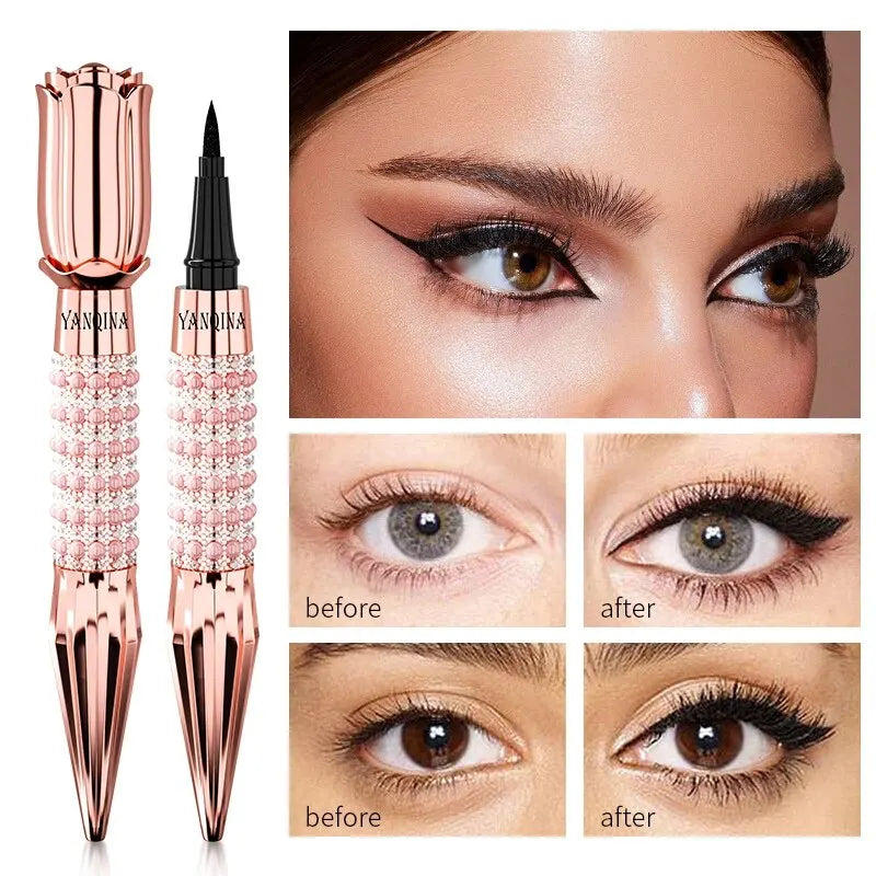 YANQINA Precision Liquid Eyeliner Pen - Long-lasting, Waterproof, Transfer-proof, Quick-Dry Black Eyeliner with Sparkling Design - Tasawoq