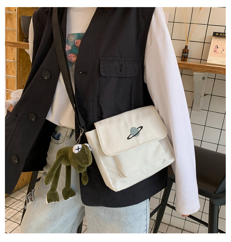 Casual Collage Student Messenger Bag Women Small Bag Canvas Shoulder Bag For Women Print Crossbody Bags Bolsas Sac - Tasawoq