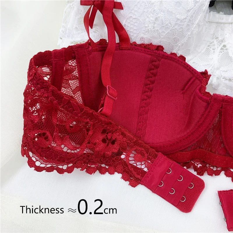1/2 Half Cup Bras For Women Plus Size Lingerie Red Thin Underwear Cotton Sexy Push Up Balconette Bra Top Black White A B C D Cup - Tasawoq