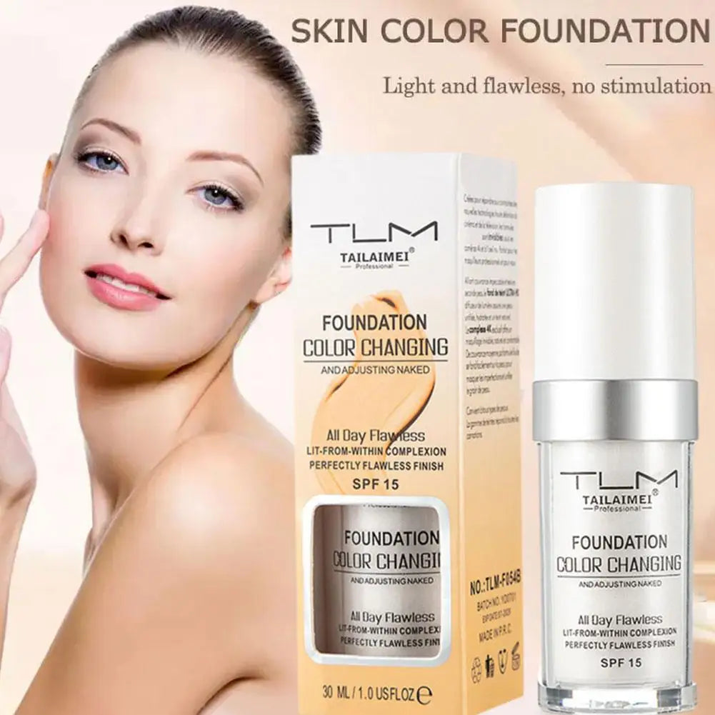 Colour Changing Liquid Foundation Hides Wrinkles & Lines, BB Cream Makeup Base Concealer Moisturizing Primer All Skin Tone SPF15 - Tasawoq