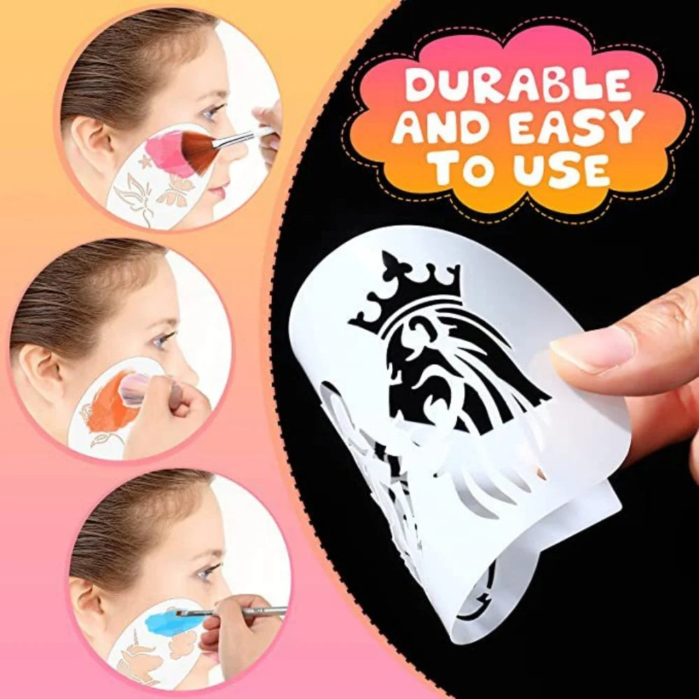 Face Paint Stencils Professional Body Art Paint Stencils Reusable For Adults Kids Easily Use Templates For Parties Makeup Tools - Tasawoq