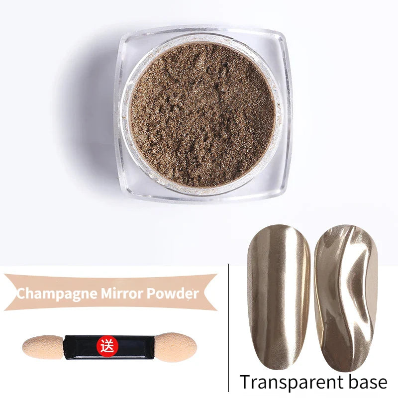 Nail Art Mirror Glitter Powder Rose Gold Silver Metallic Effect Nail Glitters For Nails UV Gel Polish Nails Chrome Pigment Decor - Tasawoq