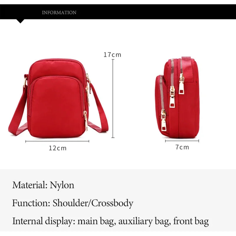 Women Bag Waterproof Shoulder Bag Crossbody Zipper Mobile Phone Lady Female Multifunction Handbag Wrist Purse Womens Pouch - Tasawoq
