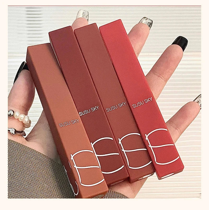 TX010Thin Tube Matte Lipstick, Waterproof and Sweatproof, Does Not Fade Or Remove Makeup, Can Be Used on Both Lips and Cheeks - Tasawoq