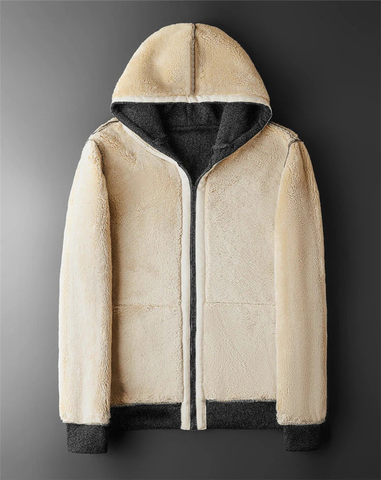 Winter Lambswool Coats Thicken Warm Jackets Long Sleeve Zipper Hoodies Casual Sports Fleece Black Coat Hooded Men Women Jacket - Tasawoq
