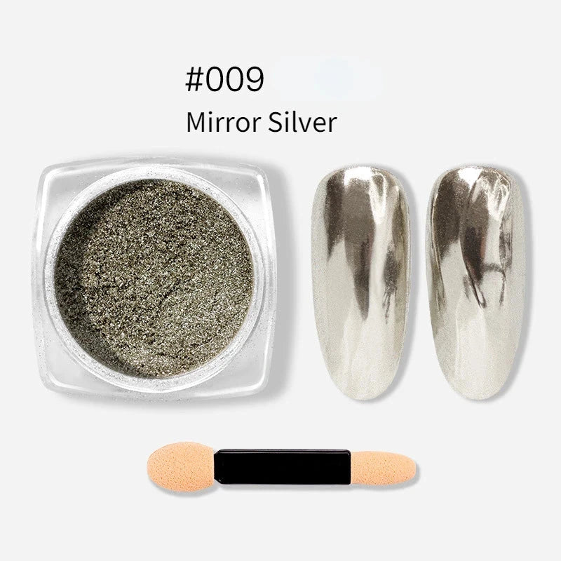 Nail Art Mirror Glitter Powder Rose Gold Silver Metallic Effect Nail Glitters For Nails UV Gel Polish Nails Chrome Pigment Decor - Tasawoq