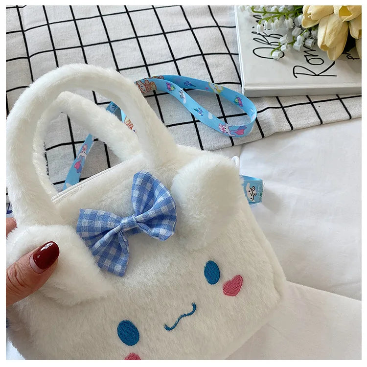 Sanrio Bag Kawaii Kuromi Cinnamoroll My Melody Cartoon Anime Plush Handbag Cosmetic Bag Travel Storage Bag Women Girl Gifts - Tasawoq
