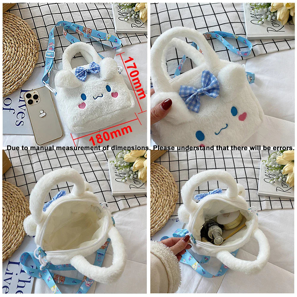 Sanrio Bag Kawaii Kuromi Cinnamoroll My Melody Cartoon Anime Plush Handbag Cosmetic Bag Travel Storage Bag Women Girl Gifts - Tasawoq