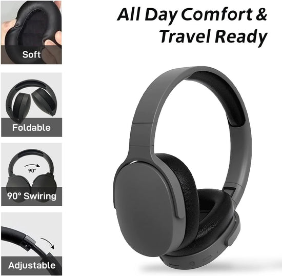 #P2961 Wireless Bluetooth 5.3 Headphones Over Ear Hifi Stereo Headset True Sports With Earphones TF/AUX Music Player with HD Mic - Tasawoq