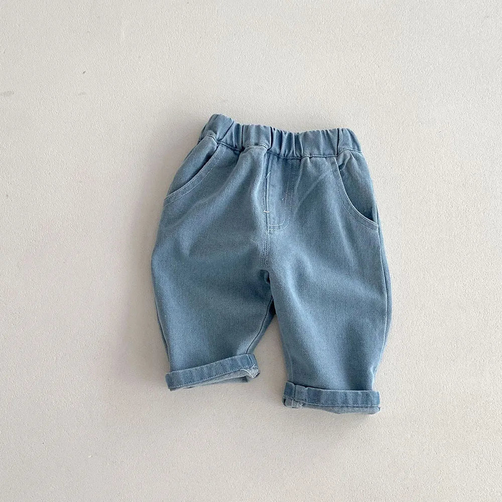 MILANCEL 1-5Y Children Jeans Boys Denim Pants Mid Waist Girls Trousers Fashion Kids Plaid Pants - Tasawoq