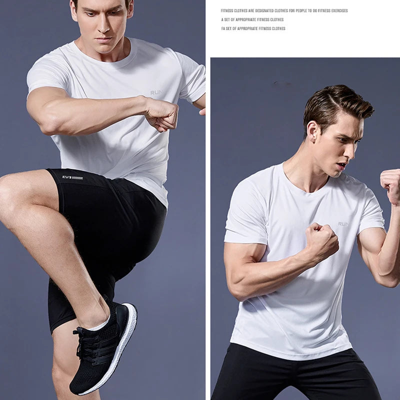 Summer Sport Gym t Shirt Men Quick Dry Running Bodybuilding Shirts Men Short Sleeve Fitness Tops Oversized Brazil t-Shirt Jersey - Tasawoq