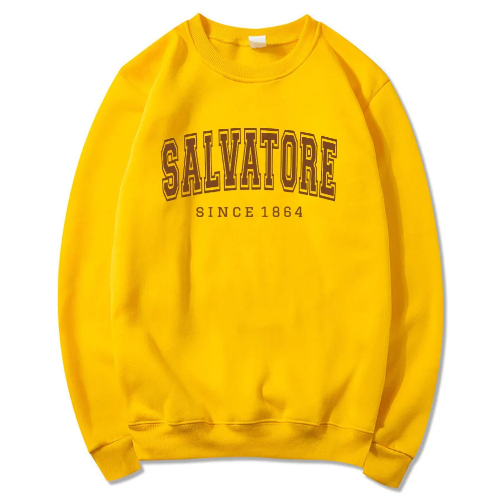 Salvatore Since1864 Sweatshirt Mystic Falls Hoodie Vampire Diaries Jumper Vintage TVD Damon Stefan Crewneck Sweatshirt Fans Top - Tasawoq