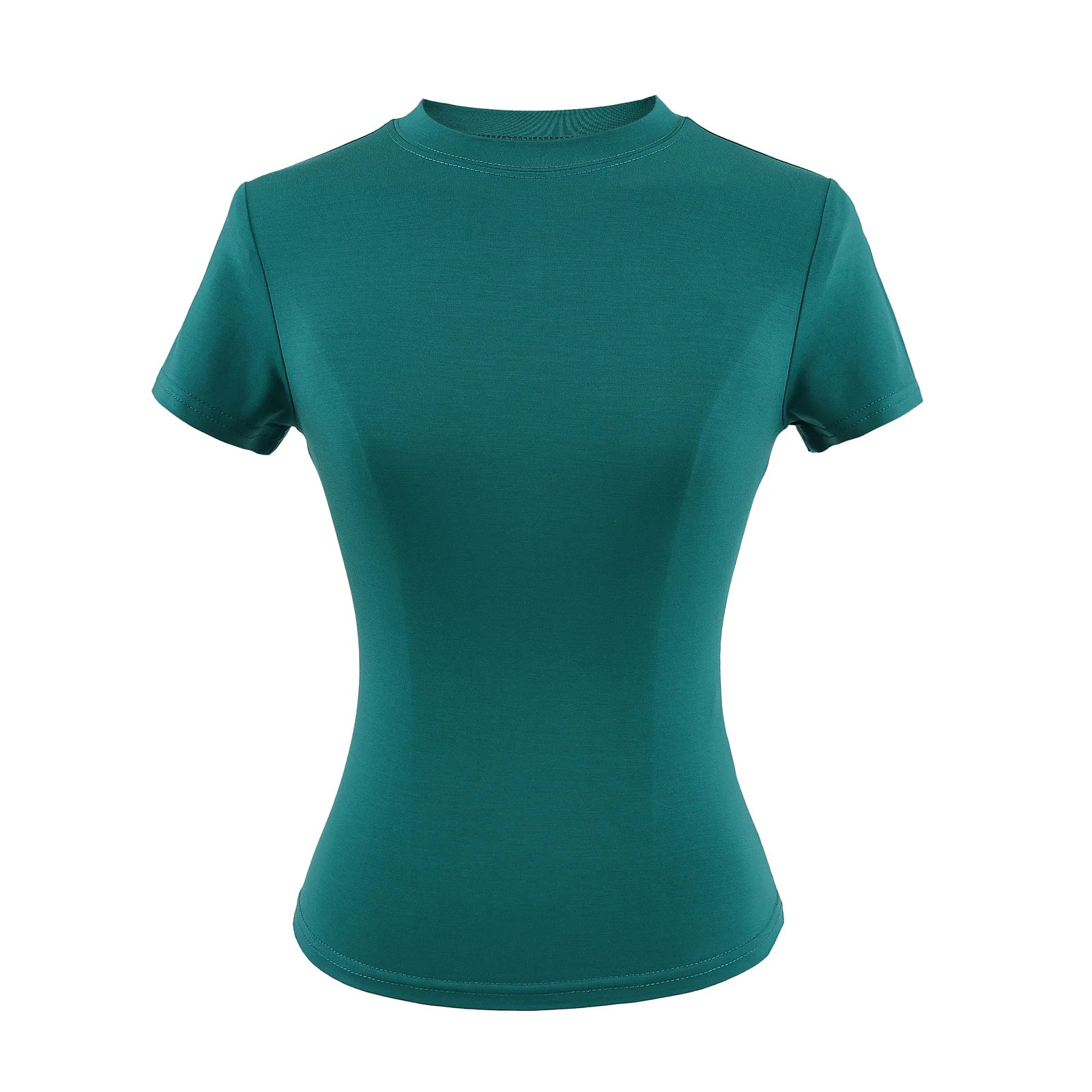 2024 New High Quality Casual T shirt Sexy Slim Short Sleeves Fashion Trend Solid Women Clothing y2k Tops - Tasawoq