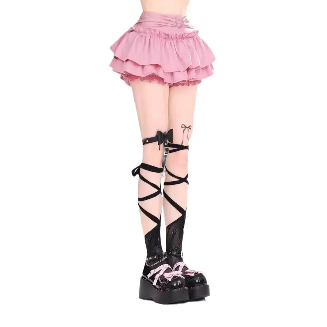 Pink A- line Mini Skirt Women's Summer 2024 New Style Puffy Slimming Cake Skirt A- line Pleated Dress Lightweight Fashion - Tasawoq