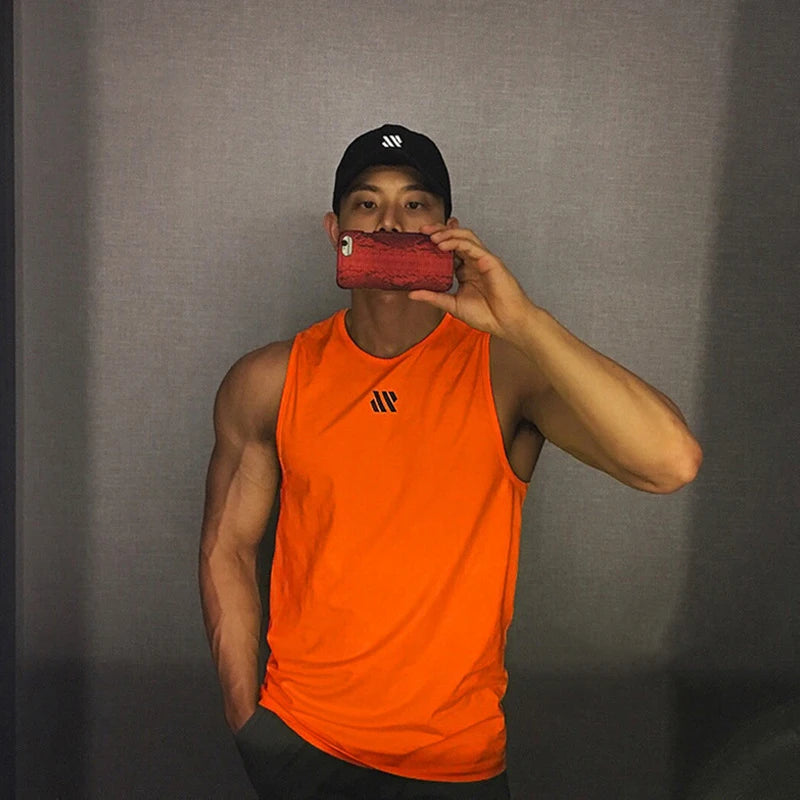 Men's tank top Summer thin running exercise fitness training vest for men Loose breathable mesh quick drying T-shirt for men - Tasawoq