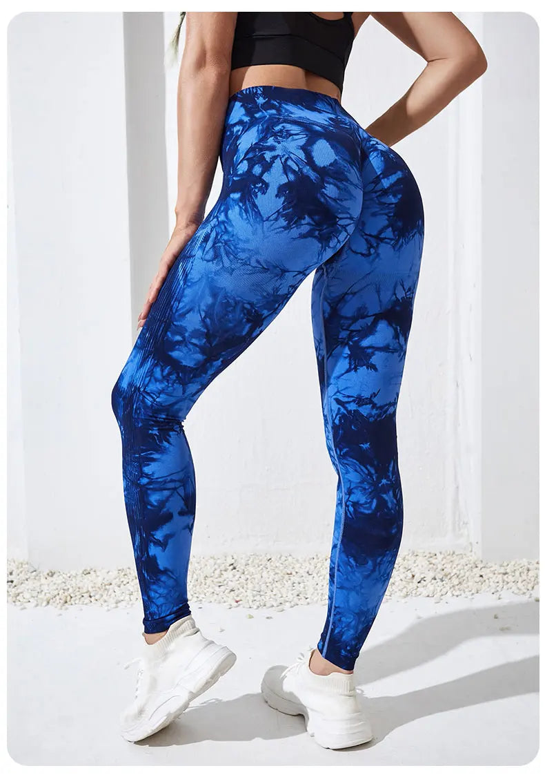 Tie Dye Yoga Pants Sport Leggings Women Seamless High Waist Push Up Woman Tights Fitness Workout Leggins Gym Clothing 2023 New - Tasawoq