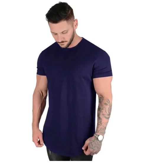 Muscle Fitness T-shirt Summer Men's Athleisure Workout short sleeve T-shirt High Quality cotton Men T-shirt Gym Sport Shirt Tops - Tasawoq
