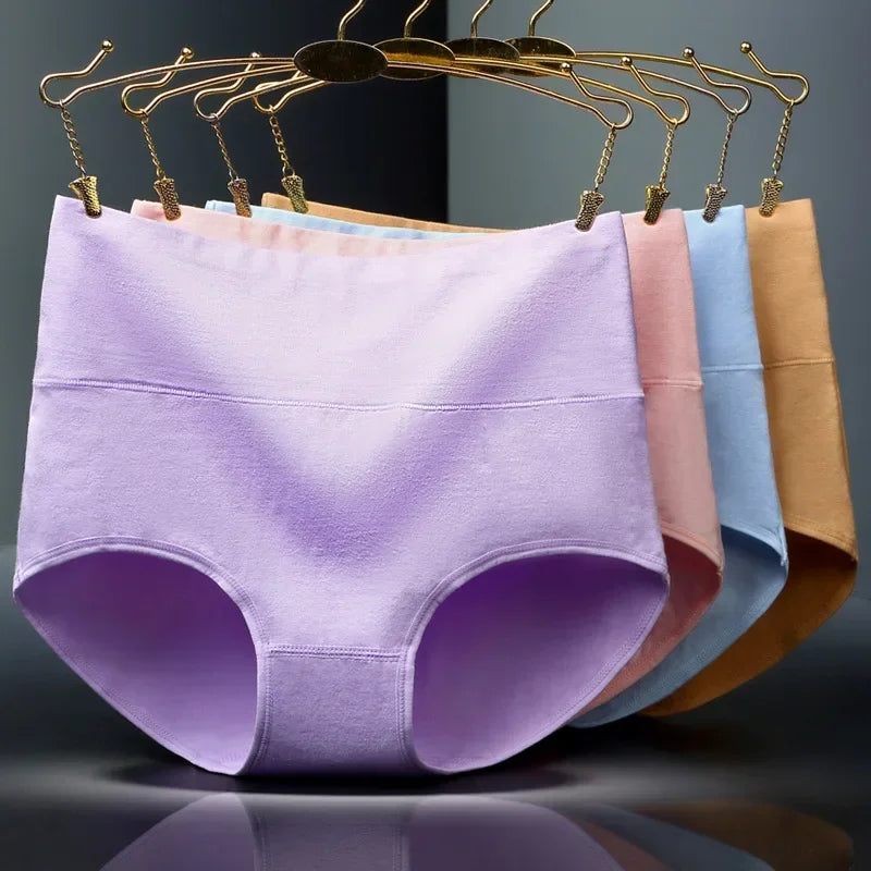 4Pcs/Lot High Waist Underwear Cotton Panties Women Body Slim Abdominal Underwear Plus Size Girls Briefs Female Lingerie Shaper - Tasawoq