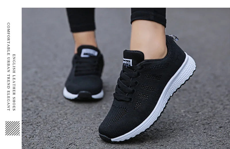 Women Casual Shoes Fashion Breathable Walking Mesh Flat Shoes Sneakers Women 2021 Gym Vulcanized Shoes White Female Footwear - Tasawoq