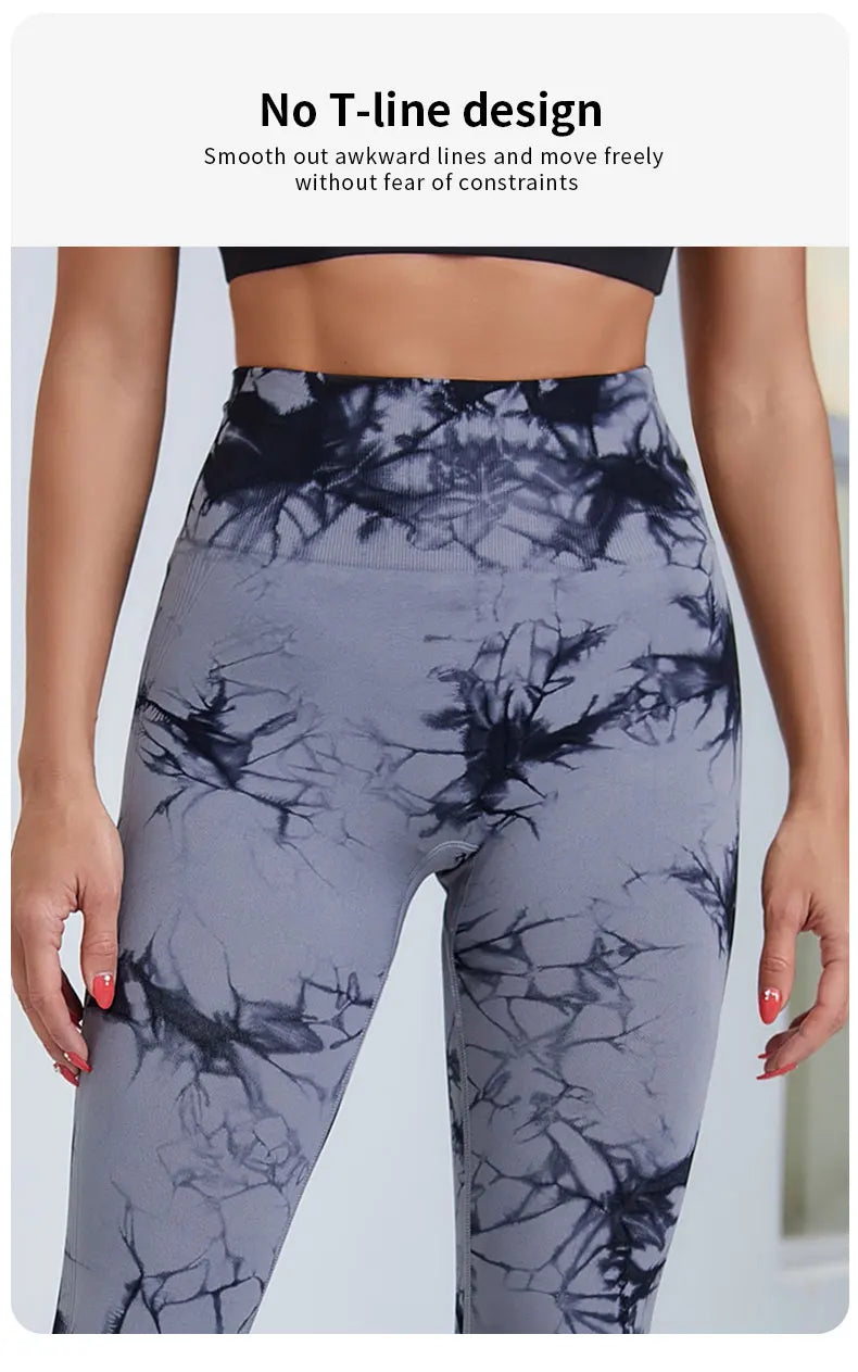 Tie Dye Yoga Pants Sport Leggings Women Seamless High Waist Push Up Woman Tights Fitness Workout Leggins Gym Clothing 2023 New - Tasawoq