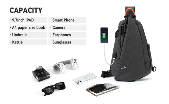 Anti-Theft Crossbody Sling Bag for Men Women,Small Backpack One Shoulder Bag, Chest Bag Sling Backpack for Hiking Biking Travel - Tasawoq