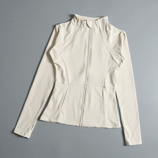 New yoga wear ladies coat round high elastic loose exercise yoga fitness long sleeve stand-up collar yoga tops - Tasawoq