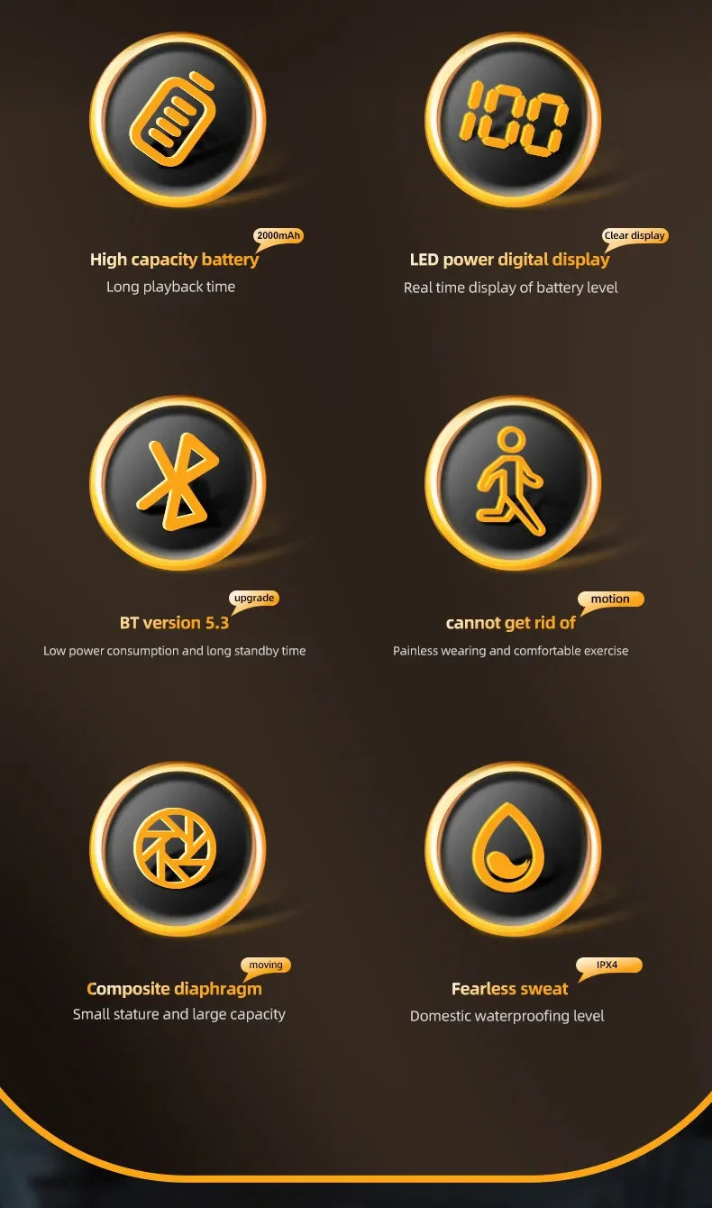 2023 New True Wireless BT Headphones: High Quality, Long Life, Digital Display and Pluggable Memory Card Playback! - Tasawoq