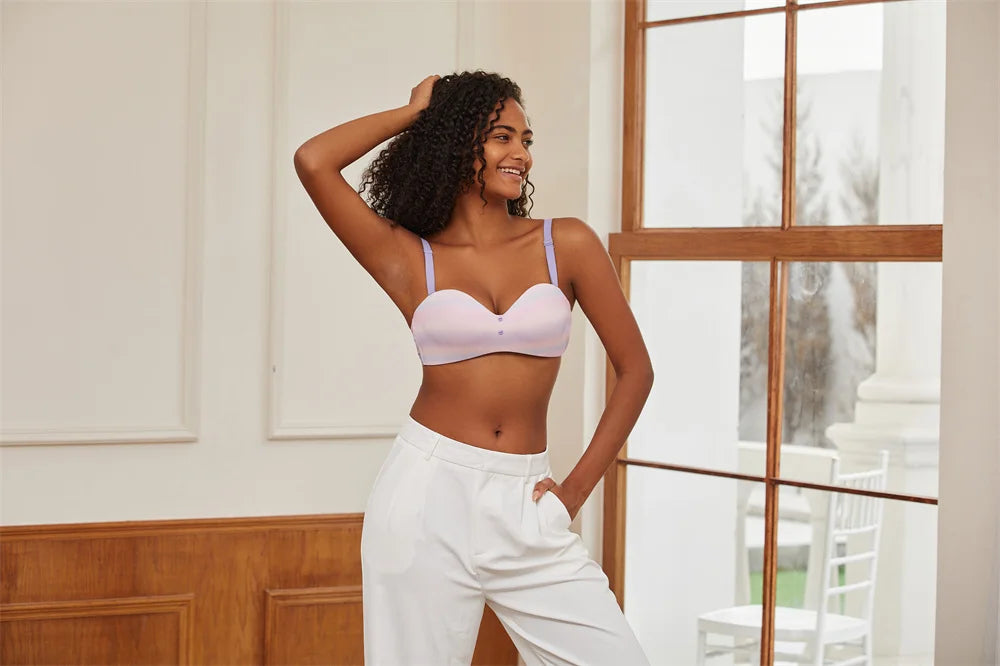 Women Sexy Seamless Bras Adjustable Push Up Brassiere No Steel Female Comfortable Underwear Ladies Solid Color Lingerie Bralette - Tasawoq
