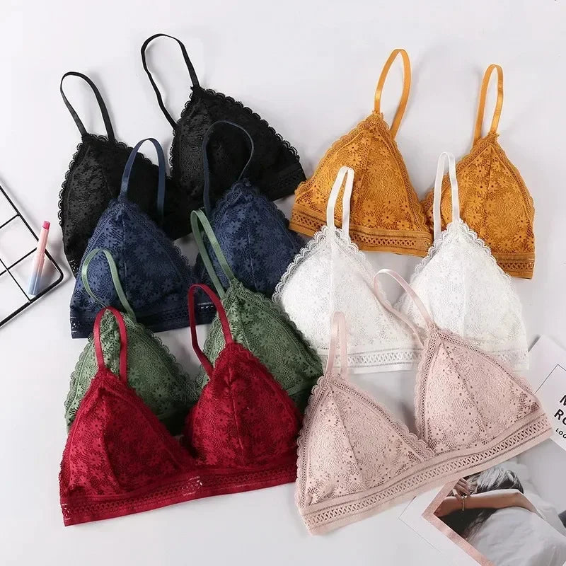 Sexy Floral Lace Bra Top For Women Push Up Female Lingerie breathable Bralette Removable Pad Thin Fashion New Wireless Bras - Tasawoq